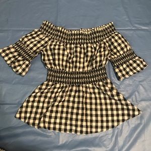 Picnic Plaid Sm Off Shoulder Urban Outfitters Top